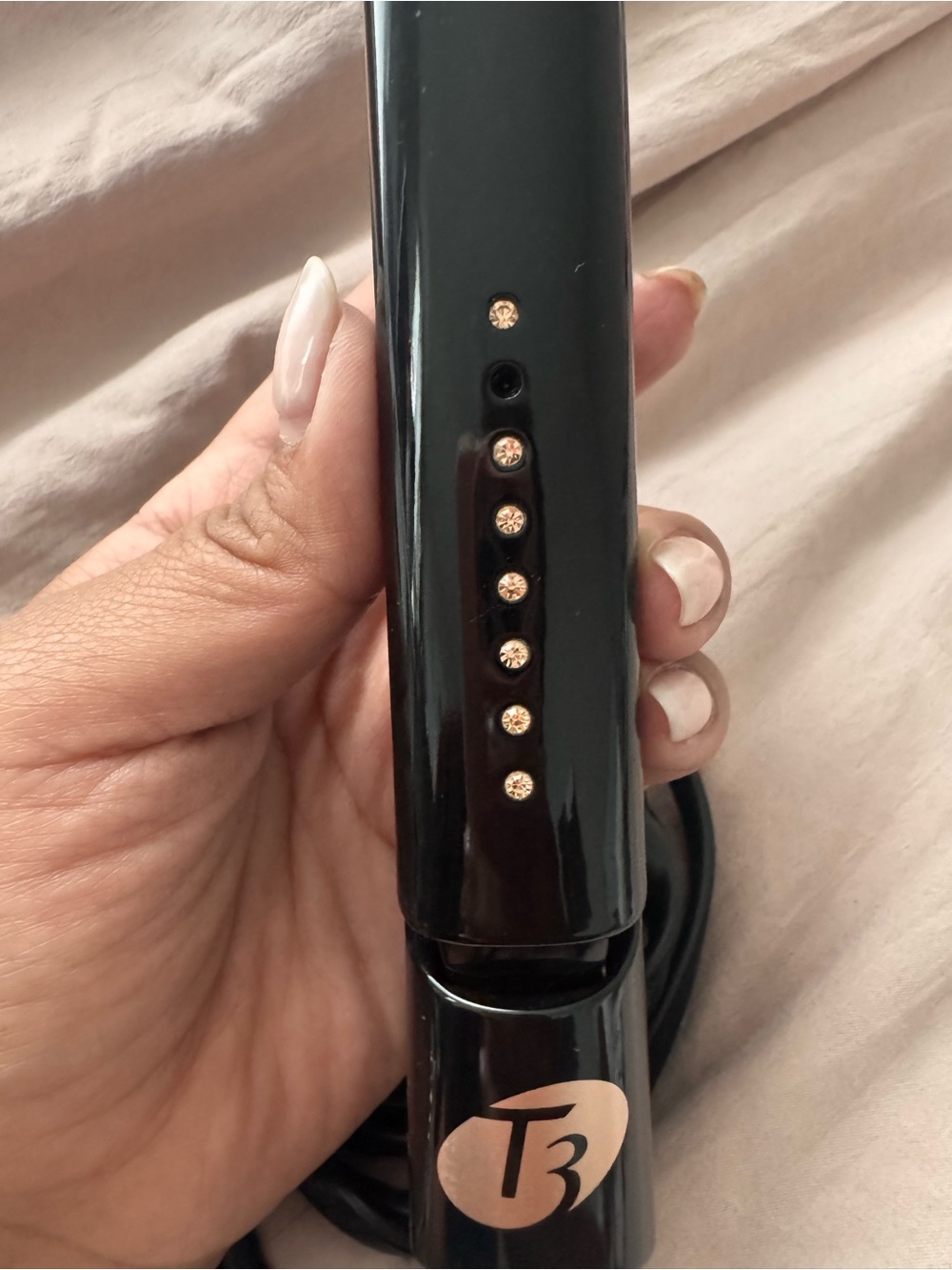 T3 Black Styling Iron with Gold Crystal Accents